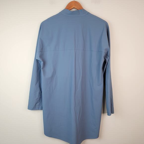 Aday Something Borrowed Tunic Shirt Light Blue Snap Top Medium - Picture 5 of 7